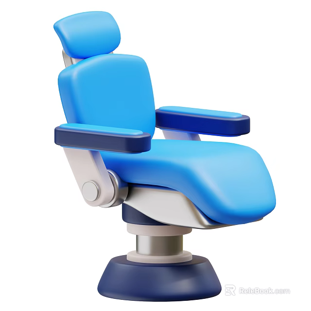 Ergonomic Medical Dental Chair With Blue Padded Seat Adjustable Armrests And Stable Base 3d model 