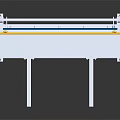 Sturdy Industrial Workbench With White Frame Blue Countertop Yellow Guardrail And Red Side Parts