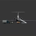 Toy Airplane Model Scene With Truck Van And Display Base