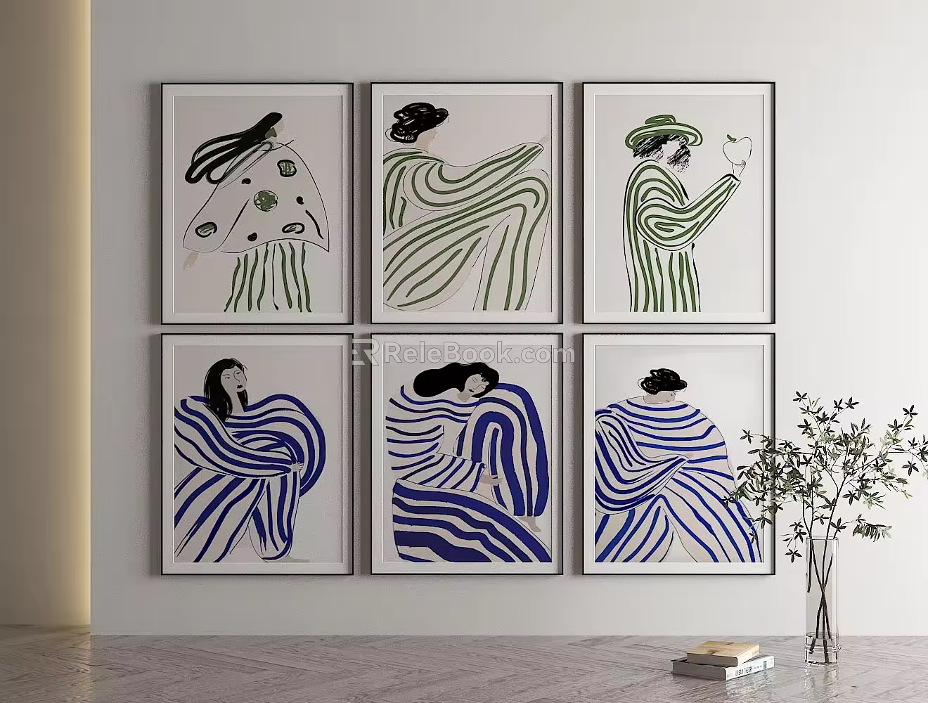 Nordic abstract painting decorative painting 3d model