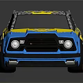 Stylish Blue And Yellow Custom Sporty Car With Unique Graffiti Design