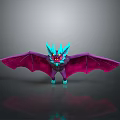 Fantasy Game Movie Character Bat Like Creature With Purple Wings Blue Horns And Red Eyes