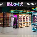 Vibrant Arcade Room With Claw Machines Neon Lights Stuffed Toys And Large Doll Sculpture