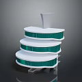Modern Layered Architecture Design With Green Glass Curtain Walls And White Frames