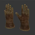 Vintage Red Gloves With Textured Surface And White Stitching On Dark Background 3d model
