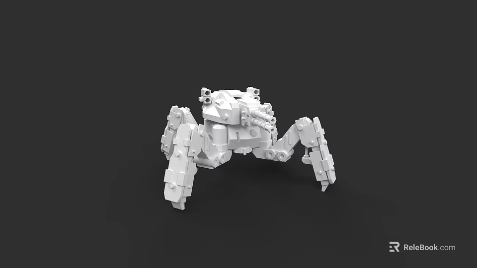 White Mechanical Spider Weapon With Multi Legged Structure And Detailed Design 3d model