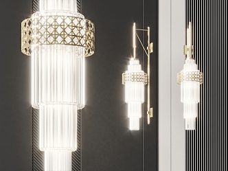 Light luxury lamps combination chandelier 3d model