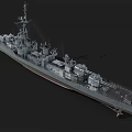 Military Warship With Deck Weapon Systems Radar Antenna And Bridge Structure