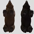 Two Brown and Black Bears Standing with Open Mouths on Gray Background 3d model