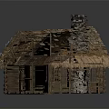 Rustic Log Cabin With Thatch Roof Stone Chimney Log Walls And Wooden Windows