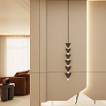 Modern Foyer Hallway Interior Design With Triangular Pendant Light And Warm Lighting 3d model