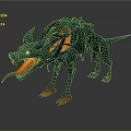 Game Movie Character Fantasy Fiery Blue Wolf with Glowing Eyes Open Mouth and Luminous Claws
