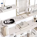 Modern Multi Layered Shelving Unit With Books Decorative Items And Storage Solutions 3d model