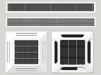 Various Air Conditioner Vents with Grille Patterns for Wall and Ceiling Installation 3d model
