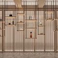 Traditional Wooden Shelving Unit With Multiple Shelves And Decorative Vases In Interior Design