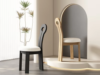 Modern Inflatable Chairs With Curved Design And Indoor Plant Decorations 3d model