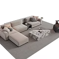 Modern Beige Sofa Coffee Table Set With Decorative Pillows Marble Top Accent Chair Floor Lamp