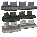 Modern Sectional Sofa With Multiple Cushions In Gray Green And White Tones 3d model