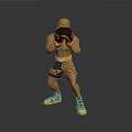 Muscular Man Wearing Black Yellow Boxing Gloves Yellow Shorts And Yellow Shoes In Fighting Stance