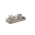 Modern Throw Pillows with Leaf and Geometric Patterns in Neutral Beige Gray Tones 3d model