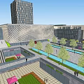 Modern Twin Office Building Complex With Green Spaces And Plaza Landscaping