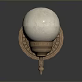 Vintage Brass Wall Lamp With White Spherical Lampshade And Decorative Base