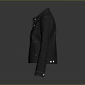 Black Leather Jacket With Lapel Collar And Button Closure For Casual Wear 3d model
