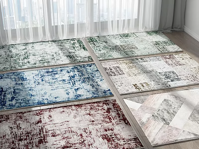 Assorted Square Rugs With Diverse Color Patterns For Home Interior Decor 3d model