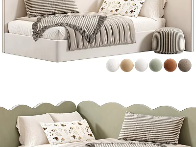 Convertible Sofa Bed Design With Striped And Patterned Pillows Multiple Color Options 3d model