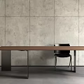 Modern Dining Table Set With Wooden Tabletop Black Chairs And Gray Wall
