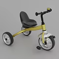 Kids Tricycle With Golden Frame Black Seat Handlebar And Silver Wheels