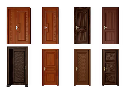 Modern swing door solid wood door 3d model Modern swing door solid wood door 3d model