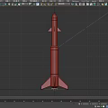 Toy Rocket Model With Red Nose Cone White Body And Gray Fins