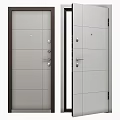Gray Panel Swing Door With Brown Border And Modern Handle Lock Design