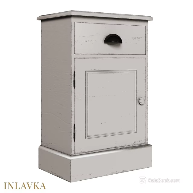 White Chest of Drawers with Single Drawer and Cabinet Door Sturdy Base Simple Design 3d model 