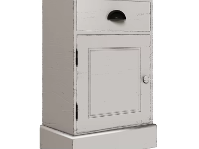 White Chest of Drawers with Single Drawer and Cabinet Door Sturdy Base Simple Design 3d model