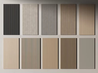 Different Styles of Wall Panels with Vertical Slats and Various Color Options 3d model