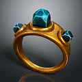 Elegant Gold Ring With Three Blue Faceted Gemstones And Vintage Design