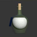 Green Gray Glass Bottle With Cork Stopper And Blue Tag For Daily Use