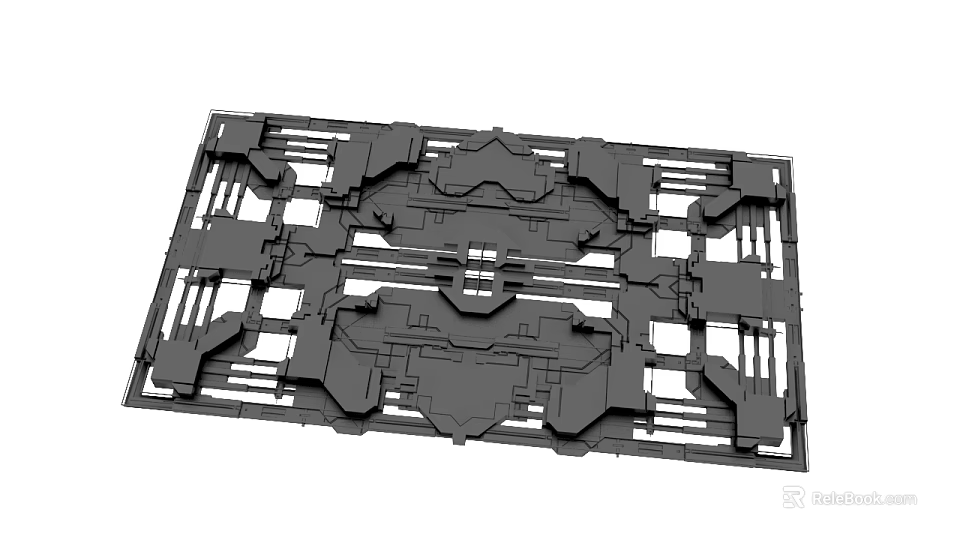 Detailed Mechanical Structure Design With Geometric Patterns And Technical Components 3d model 