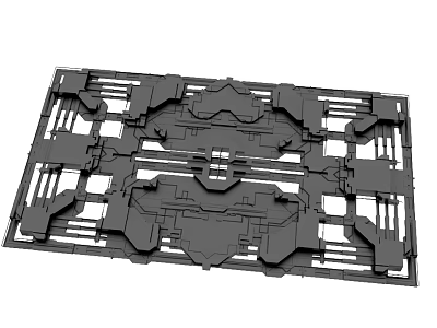 Detailed Mechanical Structure Design With Geometric Patterns And Technical Components 3d model