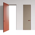 Modern Orange and Beige Swing Doors with Sleek Surface and Handle Design 3d model