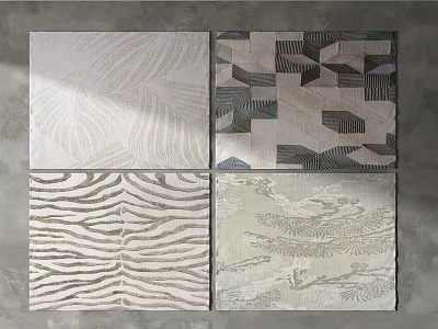 Square Rugs With Diverse Textured Patterns And Neutral Tones For Modern Decor 3d model