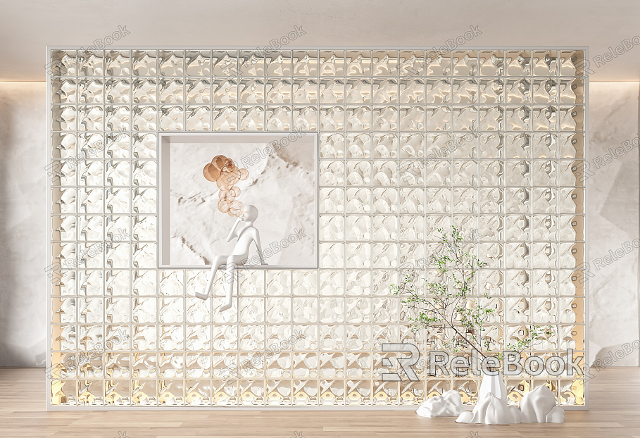 Modern partition glass brick partition model