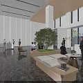 Bright Spacious Modern Office Building Lobby With Professional Front Desk Reception And Smart Access Gates