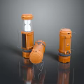 Three Piece Orange Outdoor Lighting Combination With Portable Handheld Design And Metal Frame Glass Shade