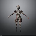 3D Cyberpunk Mechanical Character Design With White Red Armor And Gear