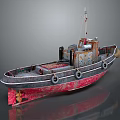 Vintage Tugboat With Rusty Red Hull And Life Rings