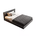 Modern Single Bed Design With Leather Headboard White Bedding Wavy Textured Comforter And Pillows