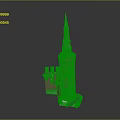 Red Tower Architectural Design with Green Spire and Historic Structure Details